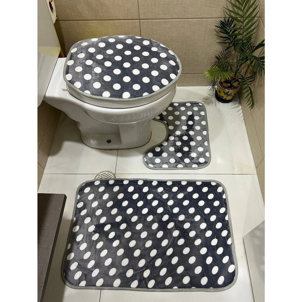 Jogo de Tapete para Banheiro Floral NOXHome | Antiderrapante 100% – Kit 3 Peças