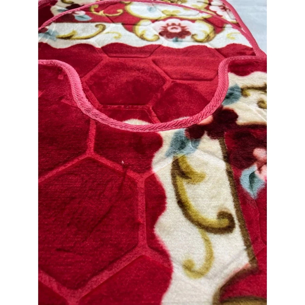 Jogo de Tapete para Banheiro Floral NOXHome | Antiderrapante 100% – Kit 3 Peças